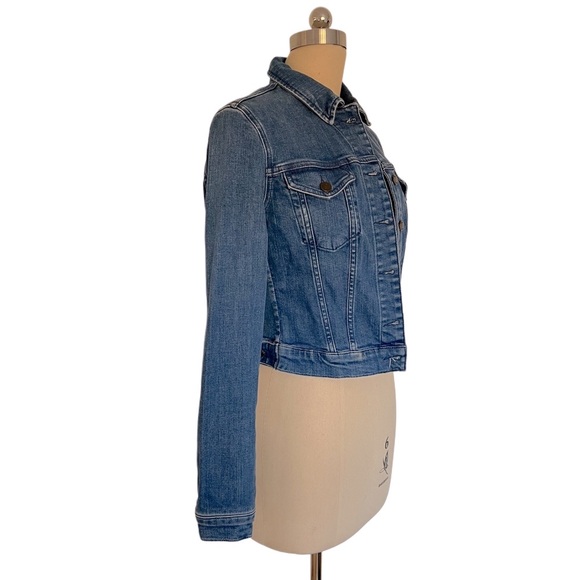 Boden Cotton Crop Blue Jean Denim Jacket Boho Y2K style 4 S - Picture 4 of 9